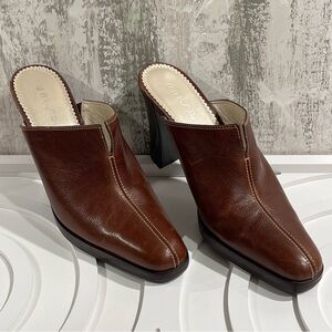 UNISA Brown Leather Western STARLING‎ High Heel MULES Womens 8.5 B Clogs Brazil